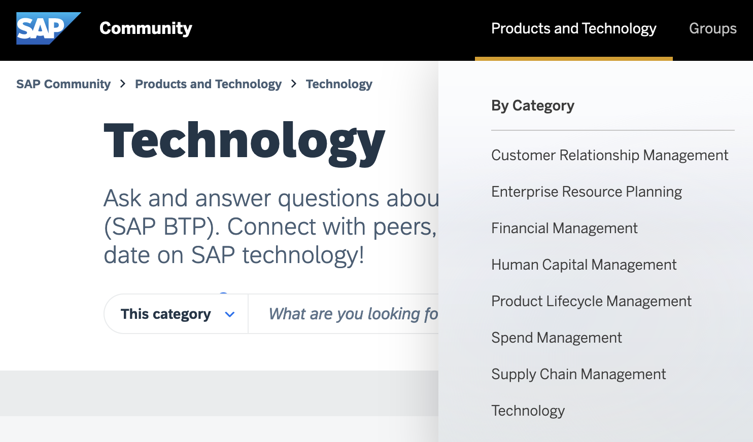 SAP Community categories